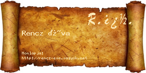 Rencz Éva névjegykártya