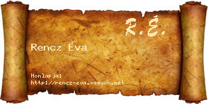 Rencz Éva névjegykártya